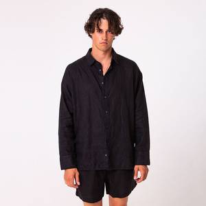 Ensemble en lin/coton doux (chemise et short) pour homme, motif imprimé |   Écologique, séchage rapide, respirant |   Fermeture à boutons sur le devant |   Été - Product Image 2