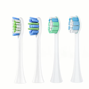 Lot de 4 têtes de brosse de rechange avec anneaux de codage couleur pour brosses à dents électriques - Pour usage domestique, hôtelier ou extérieur - Product Image 4