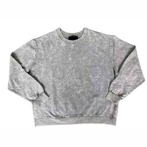 Heavyweight เสื้อกันหนาวผู้ชายวินเทจซักกรด, เสื้อสเวตเชิ้ตผ้าฝ้าย100% 300gsm ซักกรดไซส์ใหญ่พิเศษแบบเรียบง่าย - Product Image 3