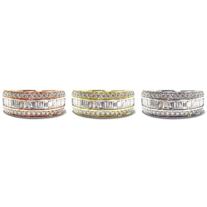 Prix d'usine Bijoux Magnifiques Bagues de mariage pour femmes en or blanc 18 carats de haute qualité avec diamants baguette et ronds - Product Image 4