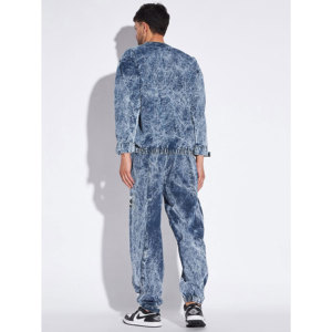 Acid Wash Sweat Suits Cotton Applique <b>Embroidery</b> Patch Flared Full Tracksuits Hoodies and Sweatpants <b>Sets</b> for Unisex - Product Image 4