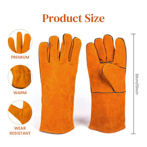 Guantes de soldadura de cuero de vaca reforzado de calidad superior Protección de manos de seguridad industrial con resistencia a la abrasión - Product Image 2
