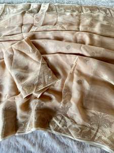 Sari de Muselina de Seda de Viscosa Pura para Mujer, Hermoso Borde Tejido con Zari Floral, Butta, Blusa India con Estampado de Butti - Product Image 2