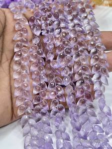 Chaîne de 8 pouces de perles de quartz améthyste rose naturel AAA, facettées, en forme de goutte, fantaisie, perceuse, 6x9 mm environ - Product Image 6