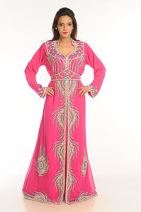 ชุดคาฟตันผ้าจอร์เจียอิสลามปักสีชมพู - Product Image 3
