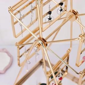 Elegante soporte de joyería rosa para pendientes, collares, anillos, organizador elegante para mesa de tocador, habitación de niñas y exhibición de Tocador de la India - Product Image 2