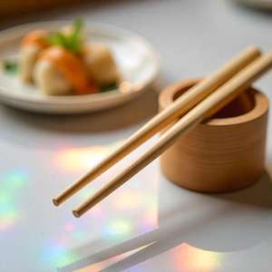 Palillos de Madera Natural Hechos a Mano de Primera Calidad, Reutilizables, Ecológicos, para Sushi, Fideos, Dumplings, Juego para Cenar en Casa o Bodas - Product Image 3