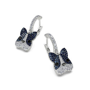 Boucles d'oreilles pendantes Jeulia Smart French Bulldog en argent sterling, tendance - Product Image 3