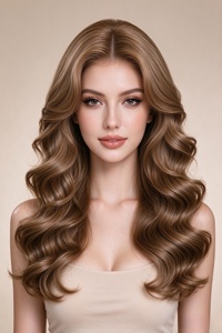 Brown Wave Human Hair Wig Long Lob Straight to Wave Lace Front Wig Natural Looking Daily Wear - Product Image 3