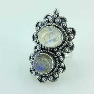 925 Sterling Silver Handmade Ring Rainbow Moonstone Labradorite Boho June Birthstone Jewelry Perfect Gift for Her Certified IGI - Product Image 2