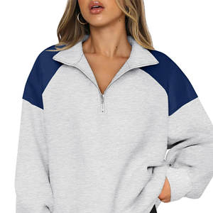 เสื้อกันหนาวซิปครึ่งแขนมีฮู้ดสำหรับผู้หญิงเสื้อกันหนาวขนแกะแบบสวมหัวสำหรับฤดูใบไม้ร่วง - Product Image 6