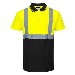 High Visibility Short Sleeve Security Cotton Safety <b>Polo</b> <b>Shirt</b> with Reflective Tape <b>Men</b> Construction Wear - Product Image 1
