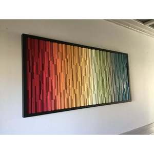 Mosaico de madera recuperada hecho a mano colorido, arte de pared, carteles de pared llamativos, decoración de la India - Product Image 1