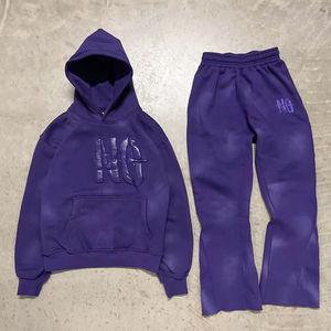 เสื้อฮู้ดดี้พิมพ์ลายคุณภาพสูง เนื้อผ้าหนา พิมพ์ลายแบบดิสเทรส รับทำโลโก้ตามสั่ง ทรงโอเวอร์ไซส์ สำหรับผู้ชาย ผลิตตามสั่ง - Product Image 1