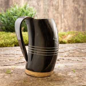 Mug en corne viking incurvé fait à la main, artisanat naturel, tasse à boire durable, style médiéval, mug à miel, taille personnalisée, cadeau pour homme, inspiré du style nordique - Product Image 2