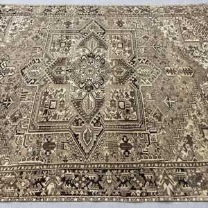 Vintage Rug, 9.7x12.3 ft Turkish Rug, <b>Brown</b> Black Animal Print <b>Wool</b> Rug - Product Image 3