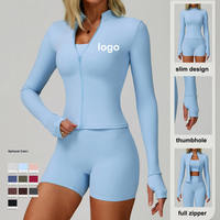 Veste de yoga pour femme grande taille de haute qualité avec fermeture éclair intégrale, respirante, séchage rapide, sans coutures, extensible dans quatre directions, coupe ajustée