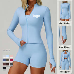 Haute qualité femmes grande taille pleine fermeture éclair veste de Yoga respirant séchage rapide sans couture extensible dans les quatre sens léger recyclable - Product Image 5