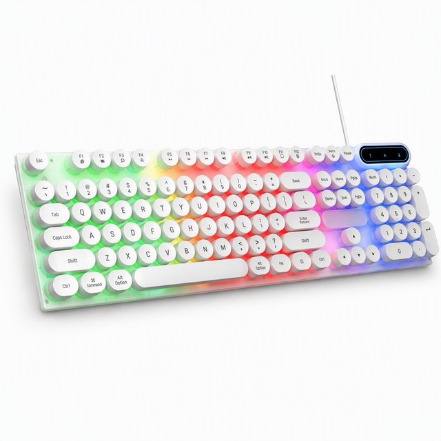 Low MOQ Cheap Water-proof Arc Round Keycap Rainbow Lights Punks Wired USB Illuminated Gaming Keyboard and Mouse Set