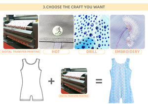 Venta al por mayor niños entrenamiento Dancewear manga larga Rhinestone Unitard para animadoras hermosa falda estilo leotardo - Product Image 5