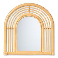 Miroir mural en rotin design arc fabriqué à la main miroir d'appoint en bambou naturel avec style Art déco pour la décoration intérieure