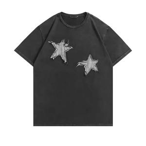 2025 nuevo 330GSM 100% algodón pesado personalizado de gran tamaño desgastado lavado ácido camiseta para hombres diseño personalizado - Product Image 1