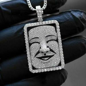 Pendentif diamant entièrement glacé personnalisé en pavé 2D or blanc 10 carats véritable - Product Image 3