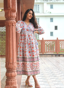 Nouvelles femmes à la mode élégant tenue décontracté main bloc imprimé 3/4 manches longues robes imprimées - Product Image 3