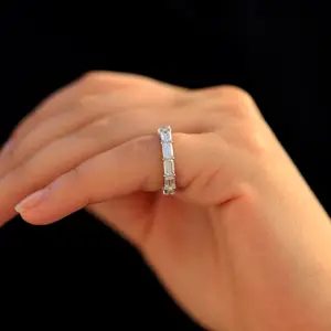 闪亮的5x3MM祖母绿切割实验室钻石全永恒戒指结婚戒指女性承诺戒指珠宝定制精品时尚珠宝