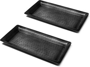 Bandeja de servicio de metal con diseño martillado niquelado elegante y duradero Forma rectangular para servir bebidas y aperitivos - Product Image 6