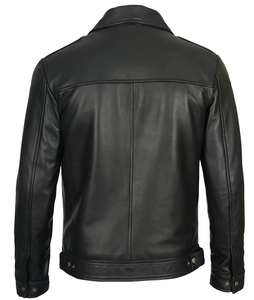 High Quality Custom Made Black Genuine <b>Sheepskin</b> Leather <b>Jacket</b> For <b>Men</b> Fashionable Winter Outdoor Long Sleeve Leather <b>Jacket</b> - Product Image 6