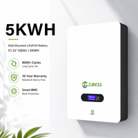 Sistema de Batería de Litio para Energía Solar de 51.2V, LiFePO4, Protección Inteligente BMS, 5KWH 10Kwh, Montaje en Pared, Almacenamiento de Energía Residencial