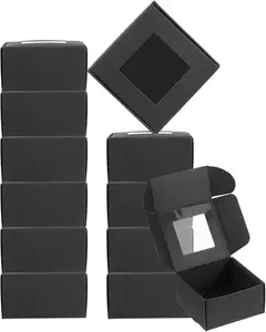 Black Square Paper board Box Personal isierte klare Fenster ansicht Anpassbare Größe Form Farbband Design Verpackung