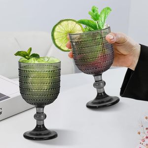 Copas de <span class=keywords><strong>Vino</strong></span> de Vidrio de 12 oz al por Mayor, Copas de Agua de Color, Copas de <span class=keywords><strong>Vino</strong></span> Vintage Grises Prensadas, Copas con Relieve - Product Image 3