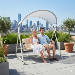 Sedia a Dondolo Doppia Moderna da Esterno <span class=keywords><strong>in</strong></span> <span class=keywords><strong>Tessuto</strong></span> Impermeabile per Patio, Giardino, Cortile, Parco, Seduta per Due Persone - Product Image 2