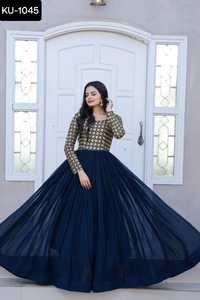 Vestido largo indio tradicional Anarkali bordado pesado trabajo falso vestido floreciente con lentejuelas bordado múltiple Salwar Kameez - Product Image 2