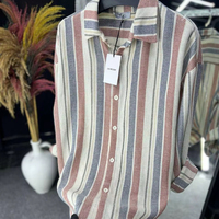 Camisas de Vestir para Hombre, Cuello en V, de Satén de Poliéster/Algodón, Casuales, Manga Larga, con Botones, para Primavera, Verano, Playa, Ligeras y Transpirables