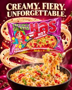 Fideos Instantáneos Fritos Picantes con Carbonara HAS, Paquete de 120 g, Certificación Halal y HACCP, Sabor Picante Cremoso y Rico, Cocción en 5 Minutos - Product Image 5
