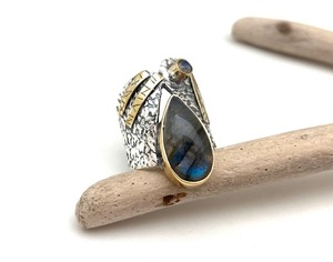 Anillo de Boda Clásico de Plata de Ley 925 con Labradorita, Estilo Bohemio, Hecho a Mano, Chapado en Rodio, Regalo para Esposa - Product Image 3