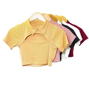 Camisetas de Verano para Mujer, Estilo Vintage con Puntos, Cuello Redondo, Manga Corta Abullonada, Ajustadas, de Seda/Algodón Elástico, con Cremallera Trasera - Product Image 4