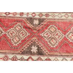 3.8x11.8 ft Vintage Turkish Rug, <b>Runner</b> Rug, <b>Red</b> Wool Rug - Product Image 5