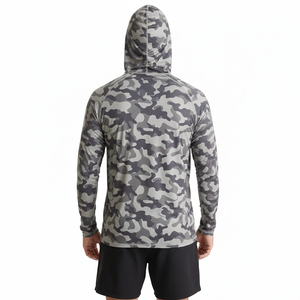 Vêtement de pêche unisexe à manches longues avec capuche, respirant, à séchage rapide, sublimé, UPF 50, performance, couleur unie, vente en gros - Product Image 2