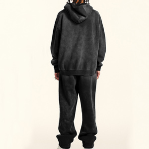 Chándal de dibujo a mano de algodón 100% a la moda para hombre, conjunto con capucha de peso pesado, función transpirable, cierre de cordón frontal para invierno - Product Image 2