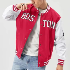 Chaqueta de invierno elegante inteligente de alta calidad, chaqueta de cuero Varsity para hombre, cuerpo de lana, mangas finas, patrón sólido, chaqueta Letterman - Product Image 1