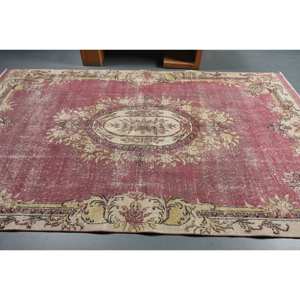 Vintage 5,9x9,8 pies púrpura Beige lana plana tejido alfombra diseño de retazos turcos para decoración para sala de estar 4m de ancho con respaldo de látex - Product Image 3