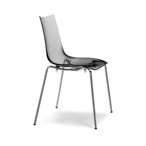 Stackable Polycarbonate Dining <b>Chair</b> with Four-Leg Chrome Frame, Clear, Smoke or White <b>Shell</b>, for Restaurant Cafe Meeting Room - Product Image 2