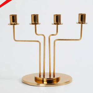 Bougeoir en forme de feuille en métal fini doré à haute vente pour restaurant d'hôtel - Product Image 5