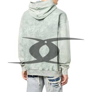 Custom Men's Acid Wash Distressed 100% Cotton Oversized Boxy <b>Thermal</b> <b>Hoodie</b> Sun Faded Streetwear for Winter Manufacturer Direct - Product Image 2