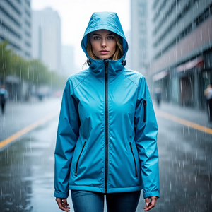 Chaquetas cortavientos impermeables con capucha y cremallera completa para mujer, ropa de calle, abrigos de lluvia cortavientos de Color sólido para mujer - Product Image 5