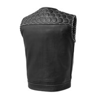 Chaleco de motorista de cuero de vaca para hombre estilo Club de cuero desnudo de diamante Chaleco de vaquero para motocicleta
